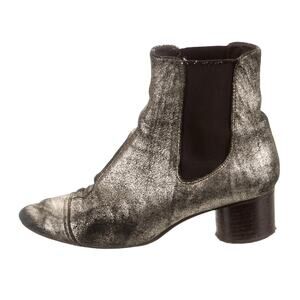 Isabel Marant Women's Size 36 Danae Ankle Leather Glittered Boots Silver